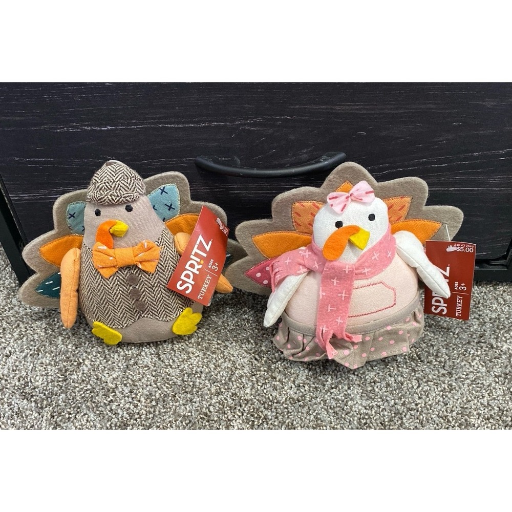 2020 Spritz Target Turkey couple felt, fabric birds weighted plush